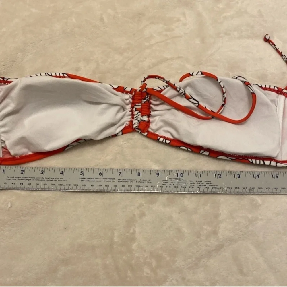 Old Navy Red and White Rope Print Bikini Top
